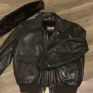Genuine leather double lined winter bomber jacket